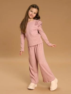 Sinsay - Prążkowany komplet: koszulka i spodnie - różowy