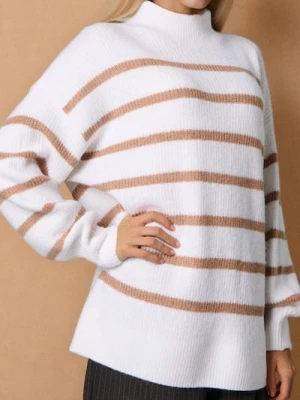Sinsay - Prążkowany sweter w paski - kremowy