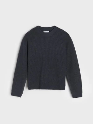 Sinsay - Prążkowany sweter ze ściągaczami - szary