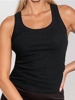 Sinsay - Prążkowany top slim - czarny