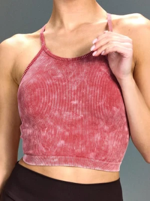 Zdjęcie produktu Sinsay - Prążkowany top sportowy na ramiączkach - czerwony