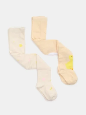 Sinsay - Rajstopy niemowlęce 2 pack - kremowy