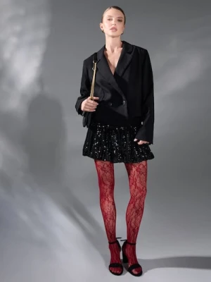 Sinsay - Rajstopy ze wzorkiem - bordowy