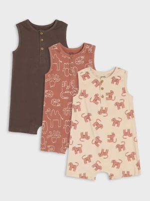 Sinsay - Rampersy bez rękawów 3 pack - kremowy