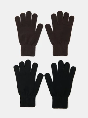 Sinsay - Rękawiczki 2 pack - brązowy