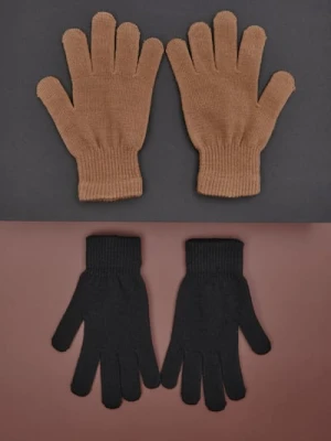 Sinsay - Rękawiczki 2 pack - brązowy