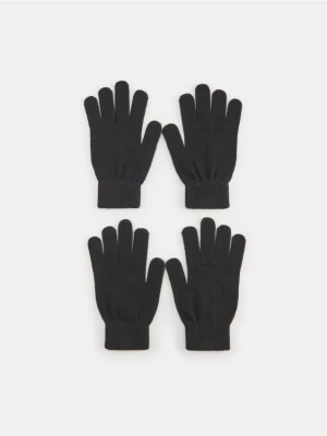 Sinsay - Rękawiczki 2 pack z dodatkiem wełny - czarny
