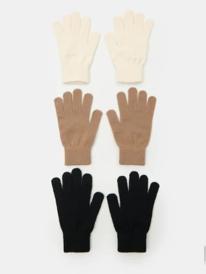 Sinsay - Rękawiczki 3 pack - kremowy