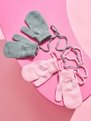 Sinsay - Rękawiczki jednopalczaste 2 pack - różowy