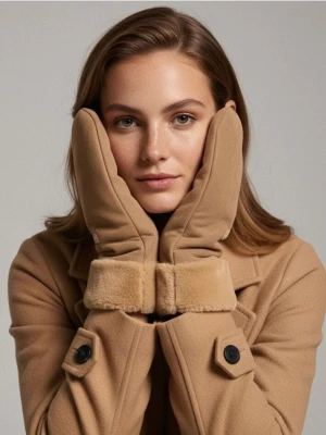 Sinsay - Rękawiczki jednopalczaste - beżowy