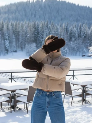 Sinsay - Rękawiczki jednopalczaste - brązowy