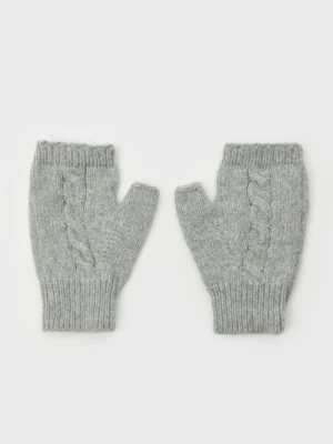 Sinsay - Rękawiczki mitenki z dekoracyjnym splotem - szary