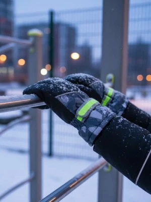 Sinsay - Rękawiczki wodoodporne z polarem i odblaskowym paskiem - czarny