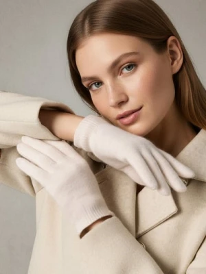 Sinsay - Rękawiczki z domieszką wełny - kremowy