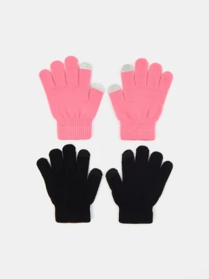 Sinsay - Rękawiczki z funkcją touch screen 2 pack - różowy