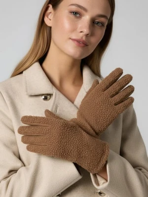 Sinsay - Rękawiczki z kożuszkiem - beżowy
