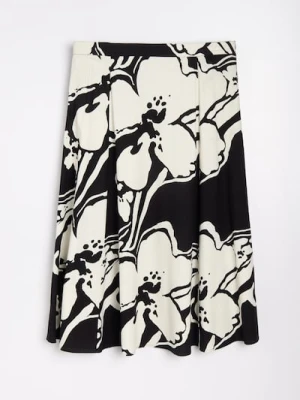 Sinsay - Rozkloszowana spódnica midi w kwiaty z wiskozą i domieszką lnu - wielobarwny