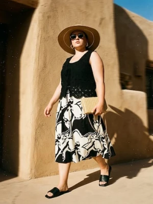 Sinsay - Rozkloszowana spódnica midi w kwiaty z wiskozą i domieszką lnu - wielobarwny