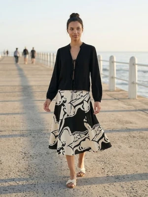 Sinsay - Rozkloszowana spódnica midi z wiskozą i domieszką lnu - wielobarwny