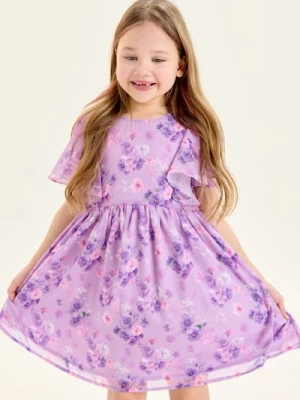 Sinsay - Rozkloszowana sukienka z motywem kwiatowym - fioletowy