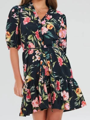 Sinsay - Rozkloszowana sukienka ze wzorem - wielobarwny