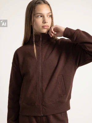 Sinsay - Rozpinana bluza bomber z bawełną - brązowy