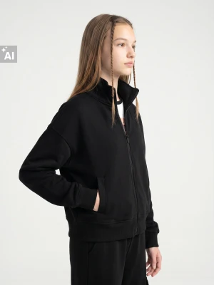 Sinsay - Rozpinana bluza bomber z bawełną - czarny