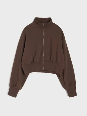 Sinsay - Rozpinana bluza bomberka - brązowy