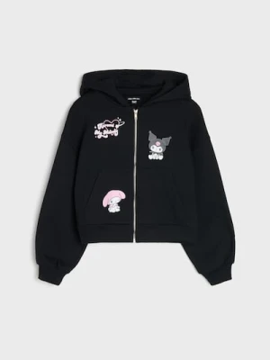 Sinsay - Rozpinana bluza oversize z kapturem Kuromi and My Melody - czarny
