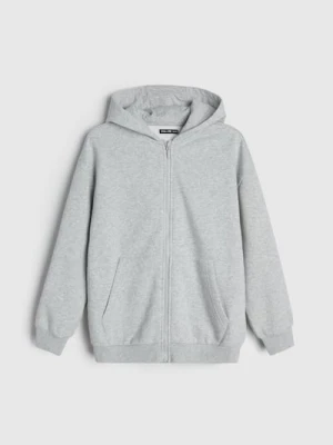 Sinsay - Rozpinana bluza oversize z kapturem - szary