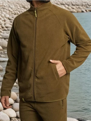 Sinsay - Rozpinana bluza polarowa bez kaptura - khaki