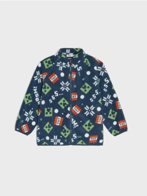 Sinsay - Rozpinana bluza polarowa bez kaptura Minecraft - granatowy