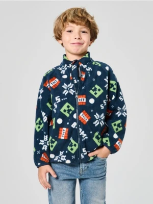 Sinsay - Rozpinana bluza polarowa bez kaptura Minecraft - granatowy