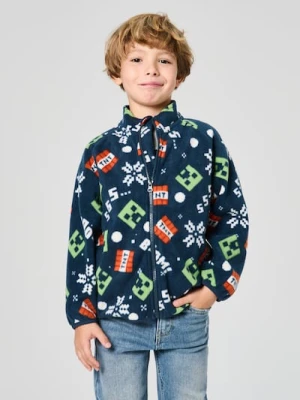 Sinsay - Rozpinana bluza polarowa bez kaptura Minecraft - granatowy