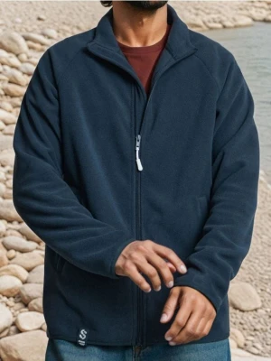 Sinsay - Rozpinana bluza polarowa bez kaptura - niebieski