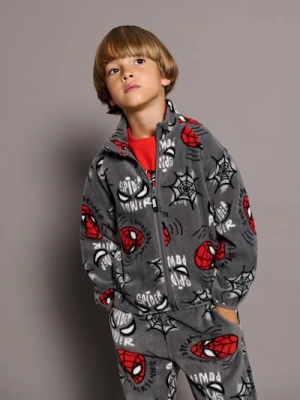 Sinsay - Rozpinana bluza polarowa z kapturem Spider-Man - szary