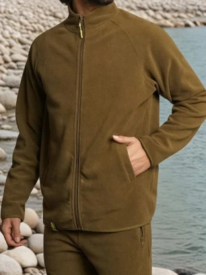 Sinsay - Rozpinana bluza polarowa ze stójką - khaki