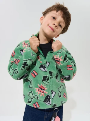 Sinsay - Rozpinana bluza polarowa ze stójką Minecraft - zielony