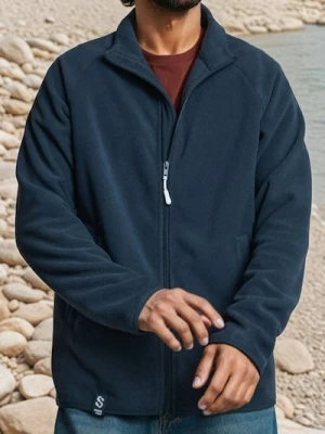 Sinsay - Rozpinana bluza polarowa ze stójką - niebieski