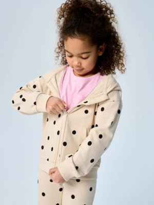 Sinsay - Rozpinana bluza w kropki z kapturem - kremowy