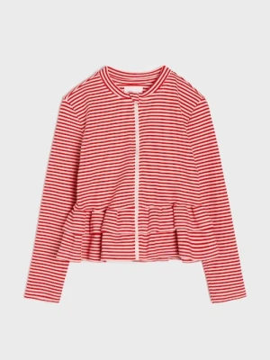 Sinsay - Rozpinana bluza w paski z baskinką - różowy