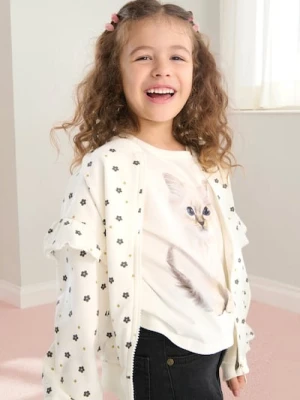 Sinsay - Rozpinana bluza z falbanką - kremowy