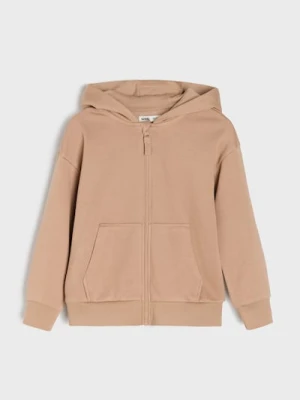 Sinsay - Rozpinana bluza z kapturem basic - brązowy