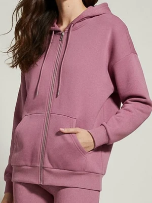 Sinsay - Rozpinana bluza z kapturem basic - fioletowy