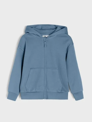Sinsay - Rozpinana bluza z kapturem basic - niebieski