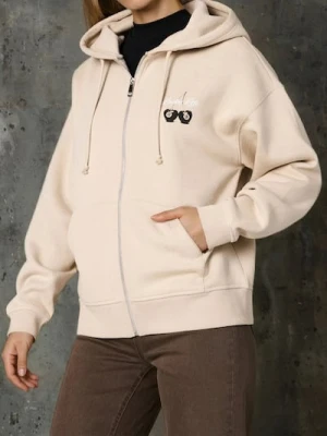 Sinsay - Rozpinana bluza z kapturem - beżowy