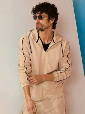 Sinsay - Rozpinana bluza z kapturem - beżowy