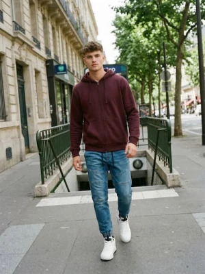 Sinsay - Rozpinana bluza z kapturem - bordowy