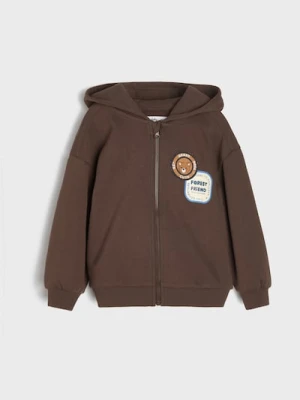 Sinsay - Rozpinana bluza z kapturem - brązowy