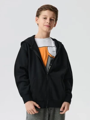 Sinsay - Rozpinana bluza z kapturem - czarny